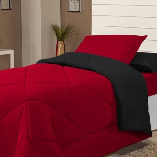 Promoção Edredon Solteiro Dupla Face Margarida com Fronha - Avelã