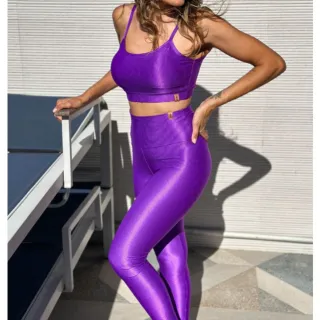 Top Canelado com Bojo Removível e Legging Premium - Conjunto Academia