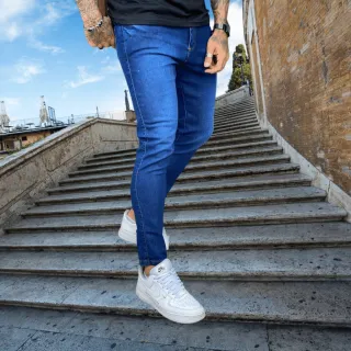 Envio Imediato Calça Jeans Masculina Slim Original Elastano Cor Médio - Medio