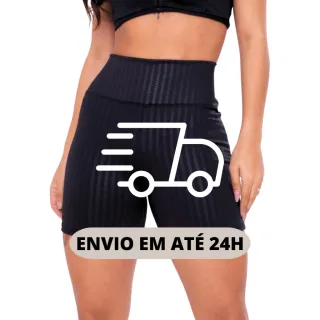 Short Preto Meia Coxa Cirrê Ikat Academia 3D - G1 - 44/46