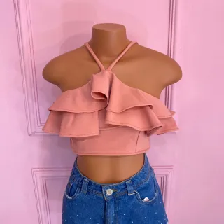 Detalhes nas costas, cropped maravilhoso com alça babado 024 - Magenta