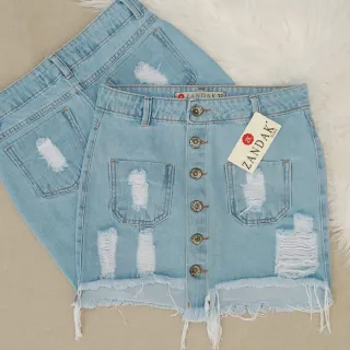 Saia Lisa Preta Jeans Cintura Alta com Cinto - SAIA ZAN CLARA