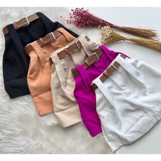 Lançamento: Saia Alfaitaria Curta com Cinto - Nude