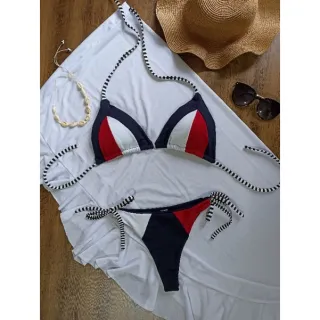 Lançamento 2024 - Biquíni Cortininha com Bojo e Amarrar na Lateral - 💙 MARINHO - Veste do 38 ao 42