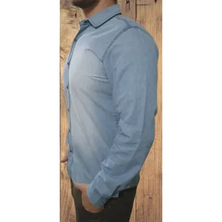 Camisa Original Lenda Urbana Jeans Claro Manga Longa Social Masculina - GG