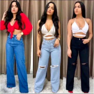 Pantalona jeans feminina wide leg - Raryel