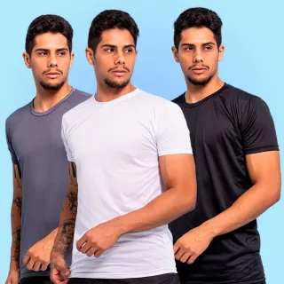 Promoção Camiseta Masculina Dry Fit para Treino na Academia - Moda Fitness - Cinza Escuro