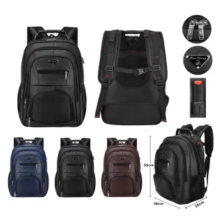 Mochila Executiva Grande em Couro PU Reforçada para Trabalho, Faculdade e Notebook RC-5013-5 - Preto
