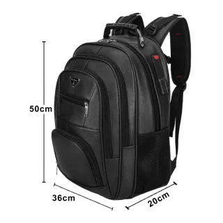 Mochila Executiva Grande em Couro PU Reforçada para Trabalho, Faculdade e Notebook RC-5013-5 - Preto