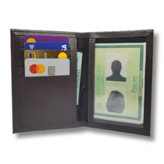 Porta Cartões de Couro Slim Masculino e Feminino - Café Tamanho CNH