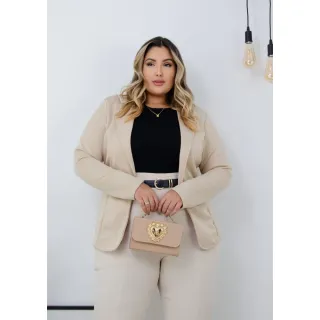 Casaco Blazer Feminino Plus Size em Neoprene - Modelagem Alongada - Rosa Barbie