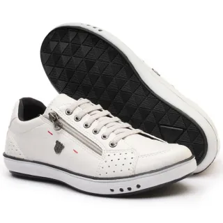 Promoção Sapatênis Masculino Couro Confortável Calce Fácil Ortopédico Zíper - CAFE