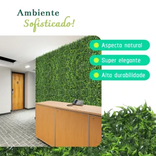 Painel Grama Mural Planta Artificial Samambaia - Muro Verde Jardim Vertical - Kit 4 - Samambaia