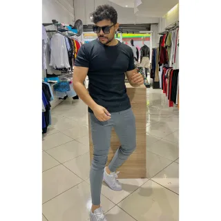 Exclusiva calça cinza masculina bengaline em alfaiataria - Cinza