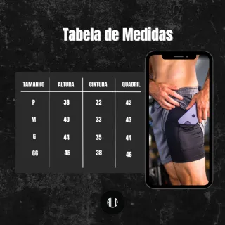 Calção academia masculino dry fit elástico bermuda 2 em 1 treino - Cinza