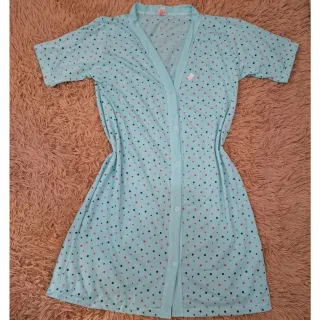 Camisola Aberta Botões Adulto Blogueirinha Liso Camisão - Azul