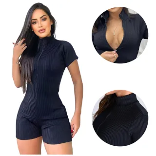 Moda Gringa Blogleira: Macaquinho Canelado Virginia Premium - Preto