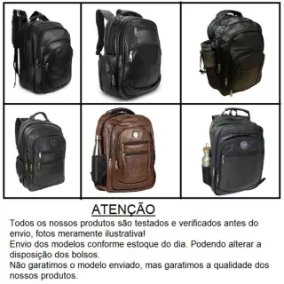Mochila Grande de Couro Preta Reforçada - Marron