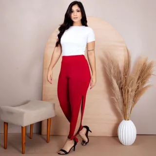 Cintura Alta Calça Jogger Feminina Fenda Lateral Premium Verão 2022 - Preto