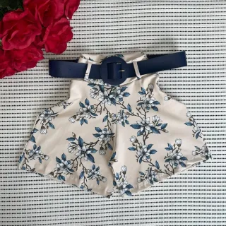 Short Feminino Malha Cintura Alta + Cinto. Moda Praia Verão - MODELO 2 ESTAMPA SORTIDA