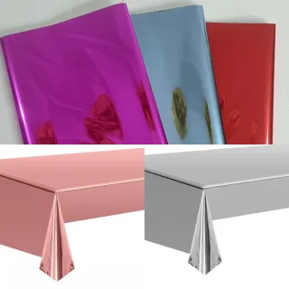 Plástico Metalizado Brilho Toalha de Mesa Para Decoração de Festa - Dourado