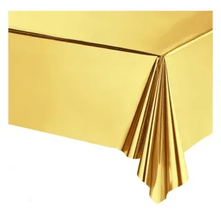 Plástico Metalizado Brilho Toalha de Mesa Para Decoração de Festa - Dourado