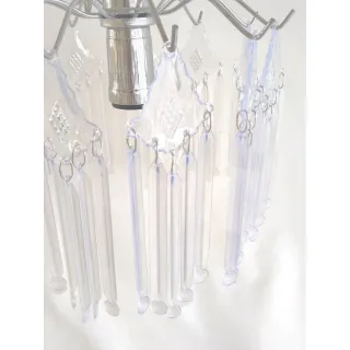 Lustre pendente de metal com pingentes em acrílico, lâmpada LED - Raryel - Único