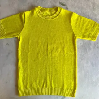 Decote Redondo Blusa Tricô Manga Curta Feminina - Verde Limão