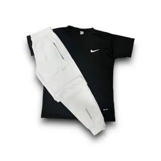 Promoção Conjunto Refletivo Dri-Fit: Calça e Camisa - Cores Novas - calça cinza + camisa preta