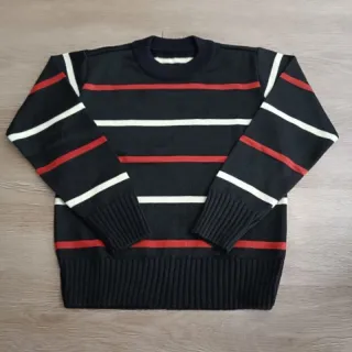 Malha tricô suéter gola redonda masculino infantil juvenil - Areia