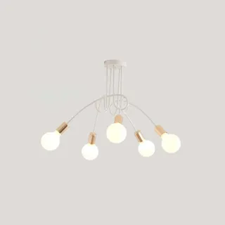 Lustre Pendente Assimétrico Sputnik Laço 5 Lâmpadas - Branco