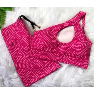 Conjunto de short com cordinha + top com bojo para academia - Neon alcinha
