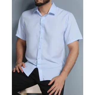 Camisa Social Masculina Manga Curto Slim Lisa Fácil C002 - Azul Marinho