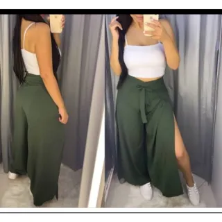 Transpassada Pantalona Envelope Calça - vermelho veste ate 46