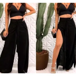 Transpassada Pantalona Envelope Calça - vermelho veste ate 46