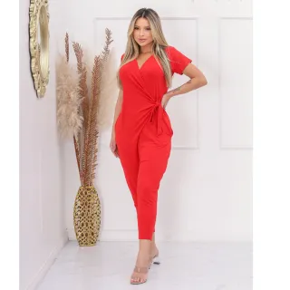 Calça Viscolycra Feminina Saruel Transpassada com Amarração e Bolso - Terracota