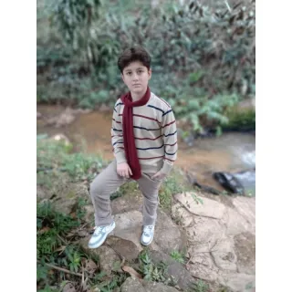 Malha tricô suéter gola redonda masculino infantil juvenil - Areia