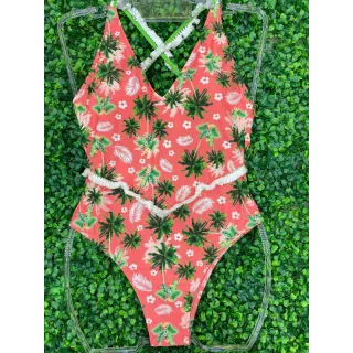 Moda praia floral: Maio com bojo removível, peça única 40-46 - Preto #2