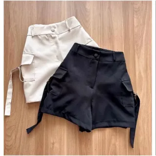 Estiloso Short Feminino de Alfaiataria com Modelagem Cargo - Pink