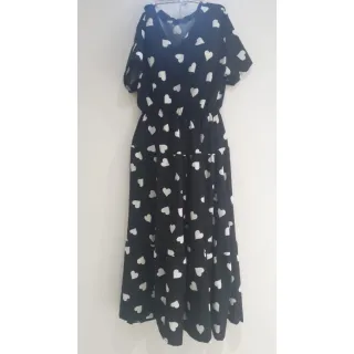 Dois babados estilo Zara: Vestido Midi Longuete Feminino em crepinho com Manga - P