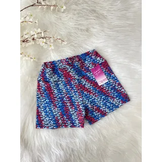 Cross curto shortinho - Compre online na Raryel - azul/riscos laranja