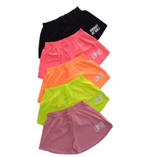 O Mais Confortável Kit Feminino de Verão com 2 Shorts Canelado - Preto / Verde  Florescente