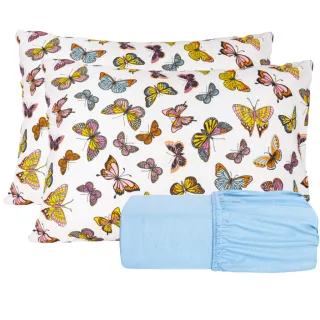 Lençol King Size - Jogo completo com qualidade e conforto - Malha Gel Lilas Borboleta