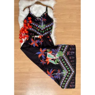 Coleção Verão Vestido Longo em Viscose - Estampa 25