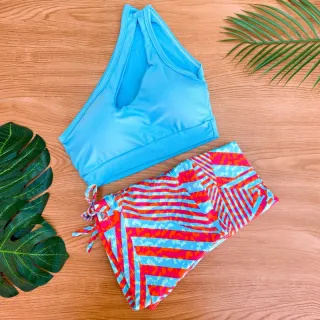 Conjunto Fitness Feminino Estampado - Cropped Top com Bojo e Short de Cordinha Regulagem - Estampa 2