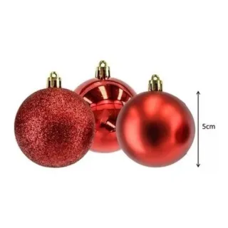 Decoração Natalina: Kit com 12 Bolas de Natal Mista Lisa Fosca Glitter 5cm - 5cm kit 12 prata
