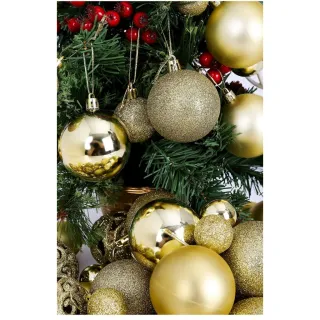 Decoração Natalina: Kit com 12 Bolas de Natal Mista Lisa Fosca Glitter 5cm - 5cm kit 12 prata