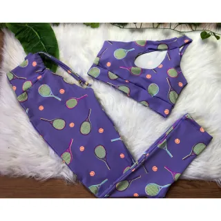 Top com bojo e conjunto de legging com cordinha perfeito para atividades físicas - Borboletas 🦋  top lateral