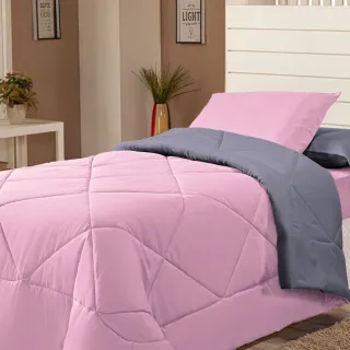 Promoção Edredon Solteiro Dupla Face Margarida com Fronha - Avelã