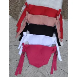 Bojo Cropped Feminino Alça Lacinho Sustentável - Preto